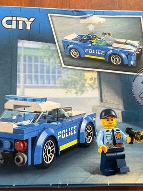 LEGO Blue Police Patrol Car with White and Yellow Accents